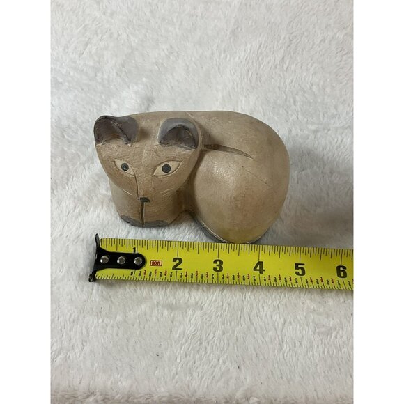 Vintage Folk Art Carved Wood Cat Signed Sweet Made in Thailand primitive - Picture 7 of 7